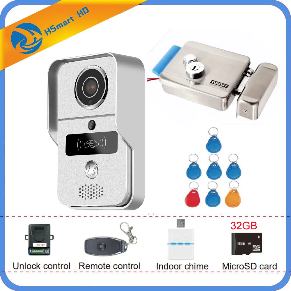 4G Wireless/WiFi Smart IP Video Door Phone Intercom System with Door Lock 32GB Card Doorbell Camera,Support Remote unlock