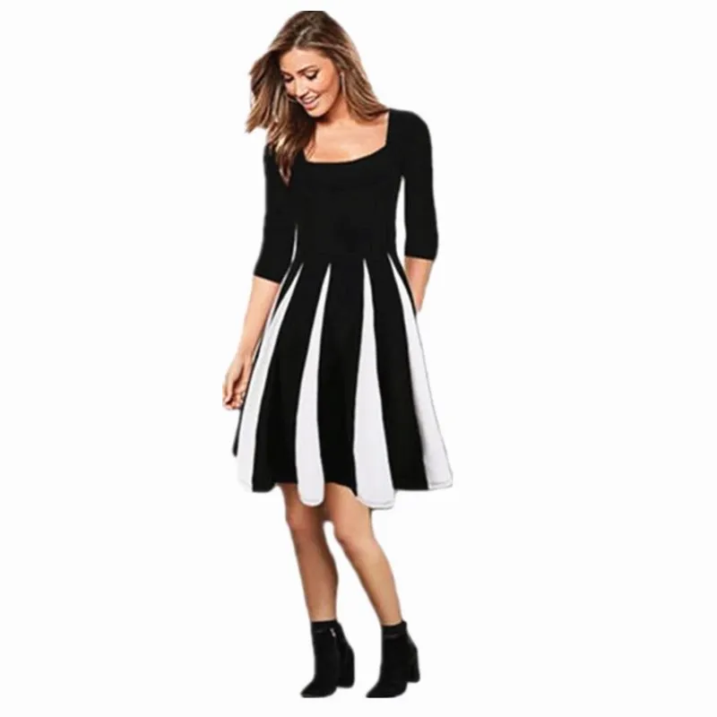 black dress with white squares