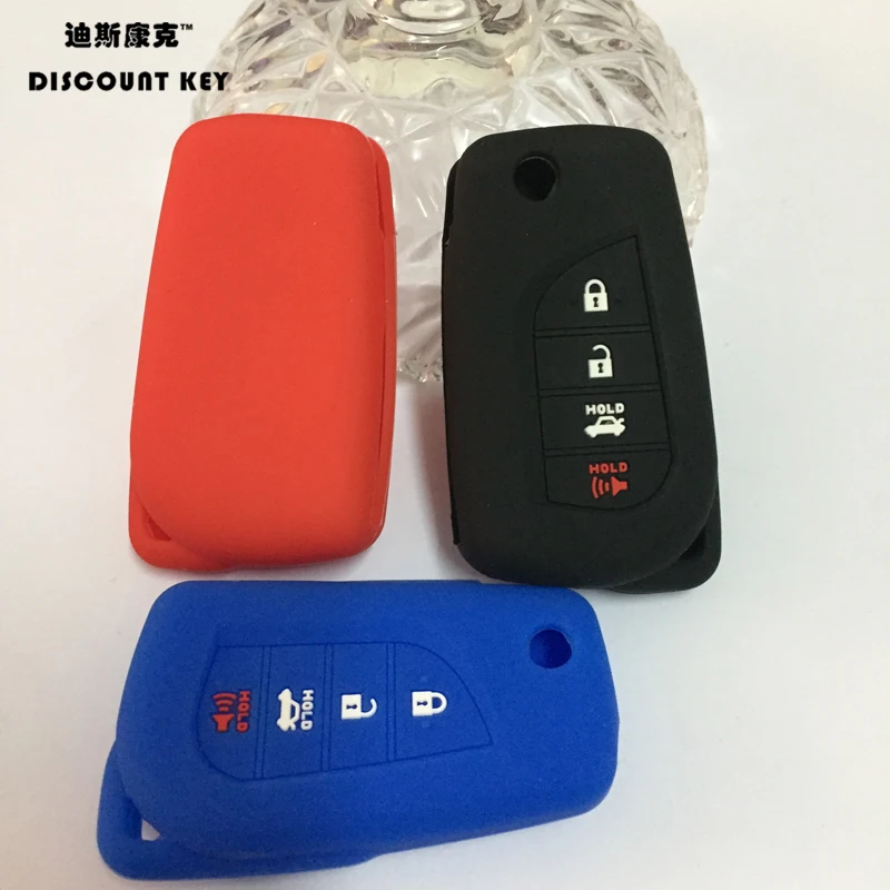 New design 4 buttons Silicone car Key Cover case protector Holder set