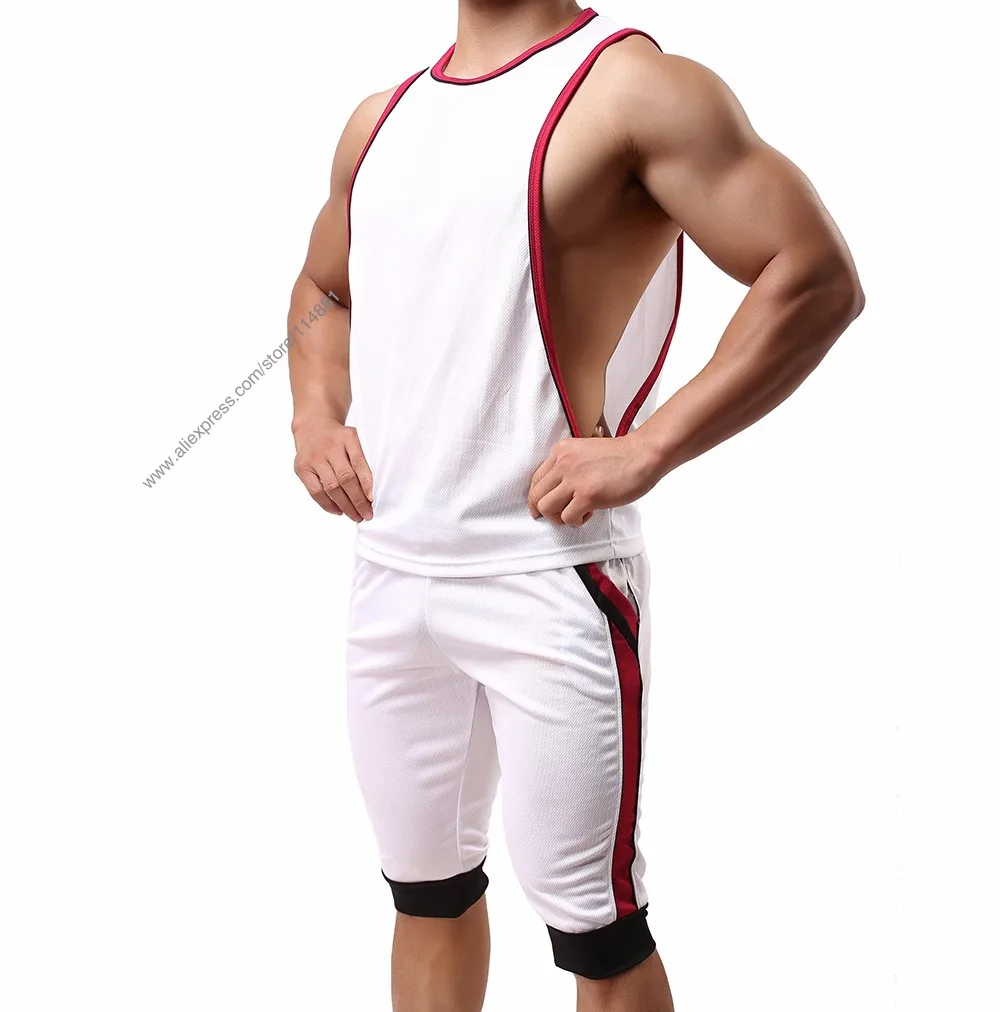 Aimpact Men's Vigor Tank Tops Fitness Bodybuiding Clothing Low Cut Side Arm Holes Mesh Activewear Summer Vest Tank Tops SXB051