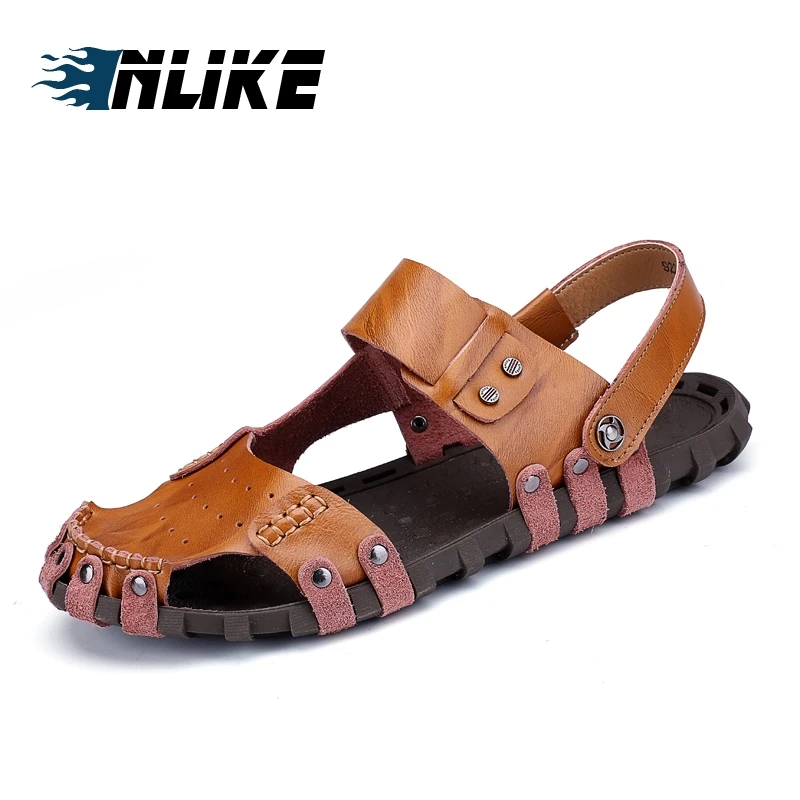 

Men Sandals Slippers Genuine Leather Cowhide Male Summer Shoes
