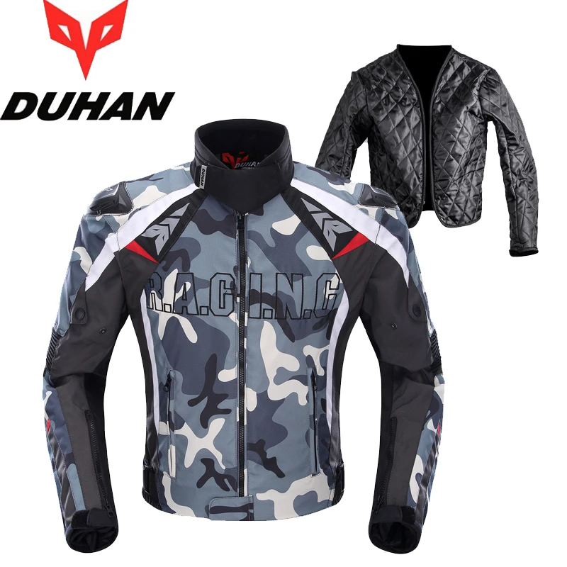 

DUHAN Motorcycle Camo Jacket Warm Windproof Men's Waterproof Jacket MOTO Coat with Removable Warm Liner Protection Winter Summer