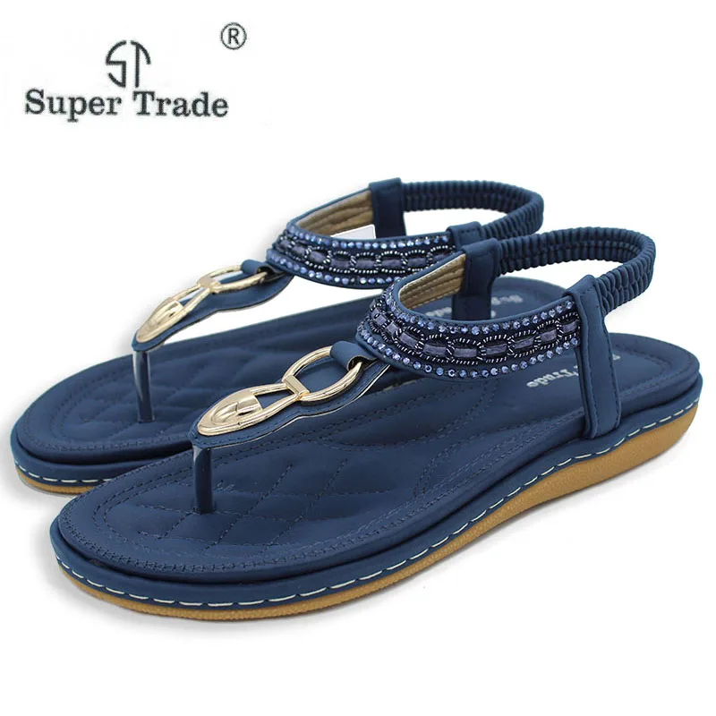 

Summer New Women'S Fashion Sandals Slope With Casual Comfortable Diamond Beads Women Sandals Size EU42-45 Banquet Sandals ST28-8