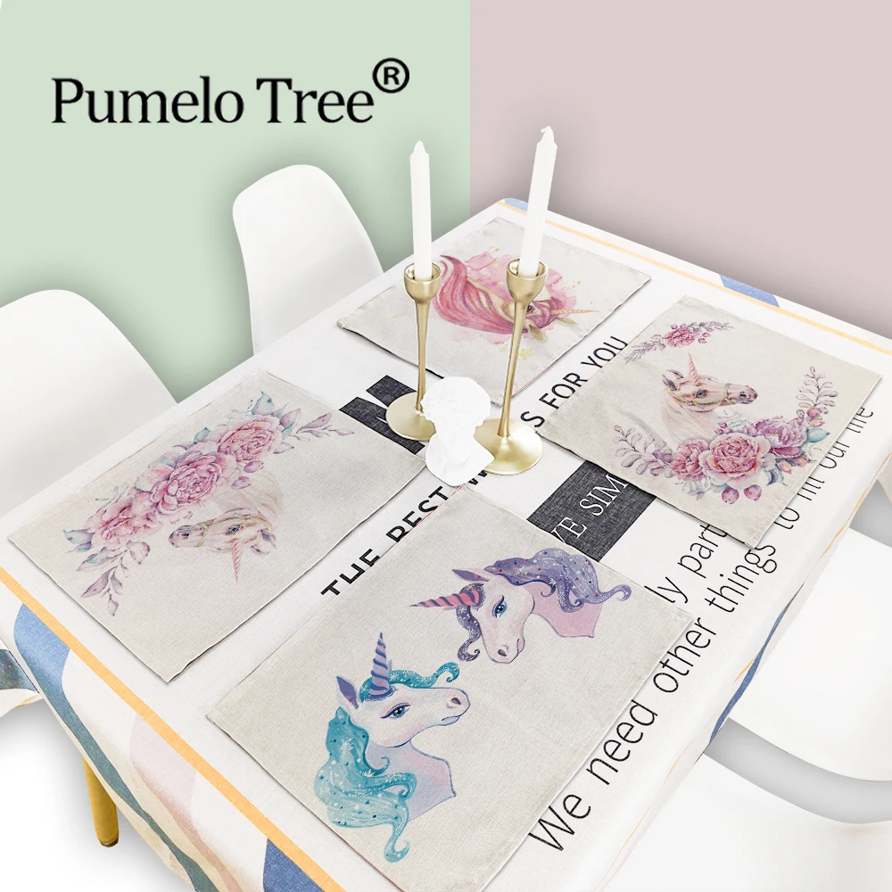 

Rectangle Table Mats Unicorn American Placemats Cup Pad Mug Dining Bowls Kitchen Table Accessories Coasters Beer Individual