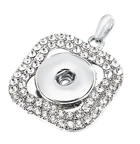 

New Snap Jewelry White Crystal Square Necklaces & Pendants Vintage Snap Necklace fit 18mm Snap Buttons for Women