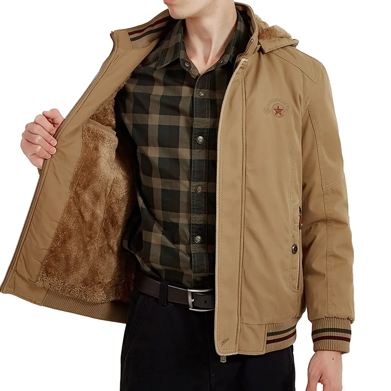 Зимняя мужская куртка, ветровка, Толстая Теплая Флисовая парка, мужская куртка в стиле милитари, Мужская шерстяная куртка с капюшоном и воротником, Chaquetas Hombre|Парки|   | АлиЭкспресс