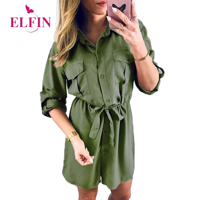 

Autumn Dress Women Bandage Casual Party Dress Turn Down Collar Mini Shirt Dresses Long Sleeve Robe Femme Korean Clothes SJ3443R