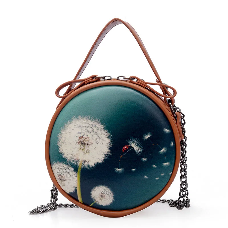 

Mini Round Colourful Printing Handbags Famous Design Messenger Bag Famous Brands Cross-body Bags For Women Chain Shoulder Bag