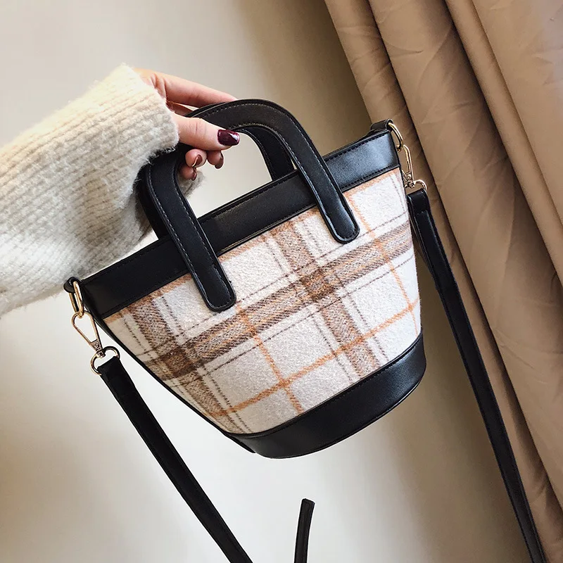 Vintage Fashion Female Tote bag 2019 New Quality wool Women's Designer Handbag Bucket bags Shoulder Messenger Bag 3e12123 | Багаж и