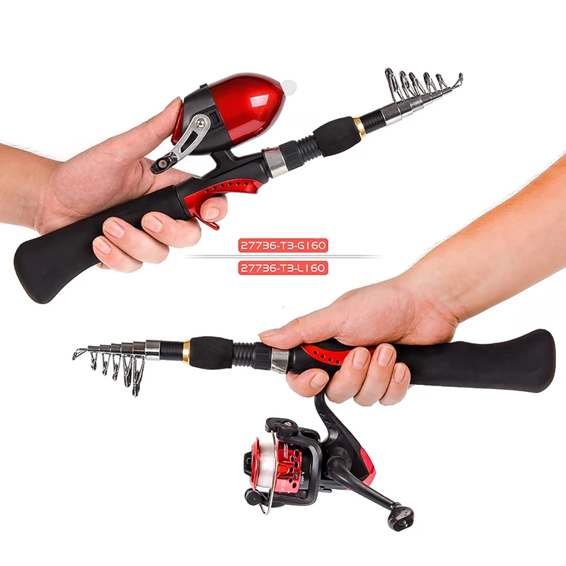 

Fishing Rod Reel Combo Full Kit Spinning Reel 1.6m Telescopic Fishing Float Set With Hooks Lures Barrel Swivels Storage Bag Suit