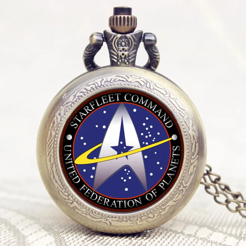 

2016 New Arrival Star Trek Cool Desgin Pocket Watch With Chain Necklace Birthday Christmas New Year Gift