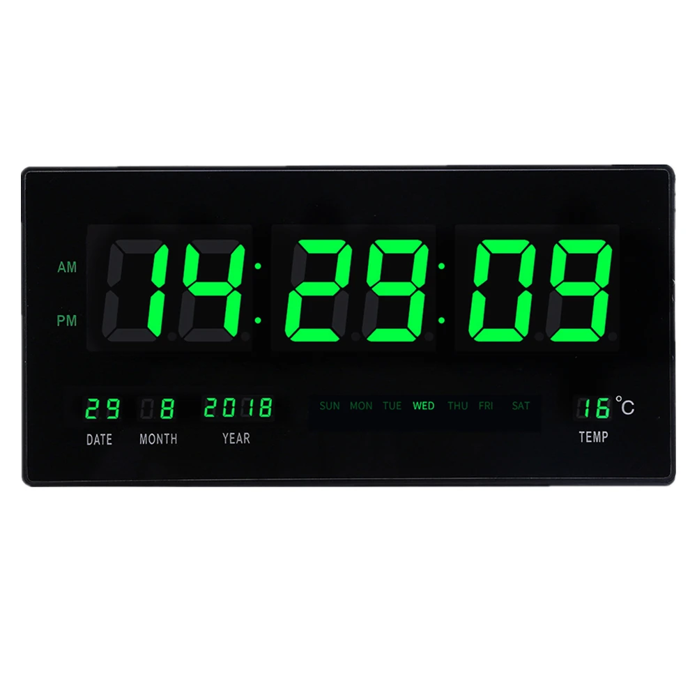  6-digit LED digital calendar wall clock with temperature display big numbers led Illuminate Livingr - 32966418390