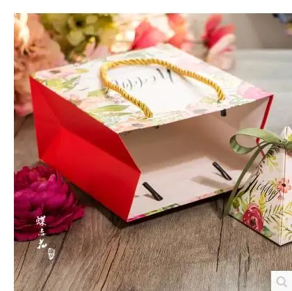 30 шт./лот pasayione творческие свадебный подарок мешок Красочный цветочный бумажный пакет для конфет с ручкой Свадебная вечеринка украшения посуда Dec