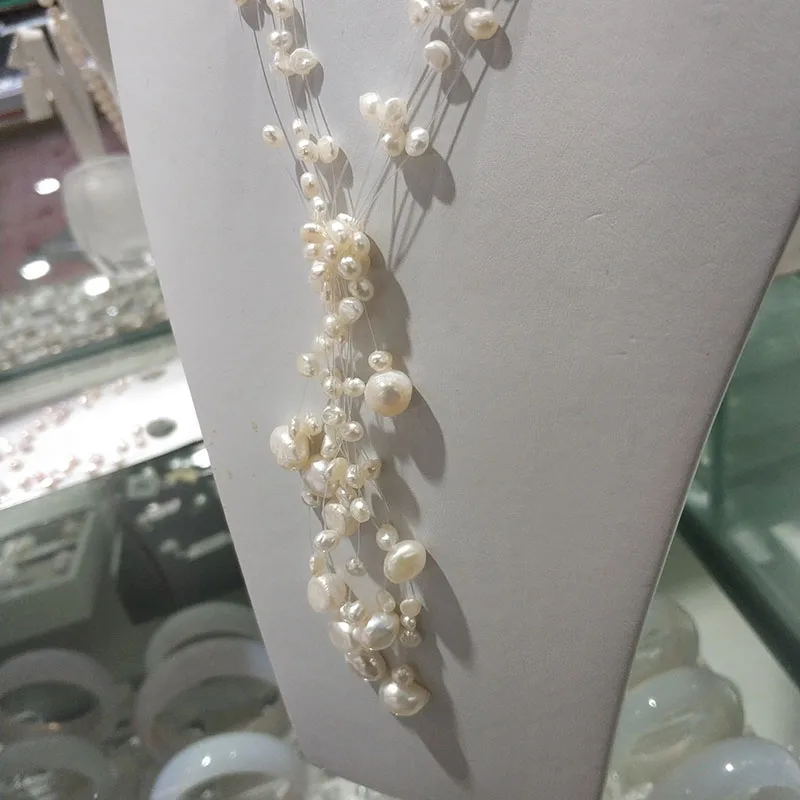 JYX элегантное натуральное ожерелье с кисточками babysbreat жемчужное ожерелье 3-10 мм Необычные Пять нитей для женщин подарок 2 цвета