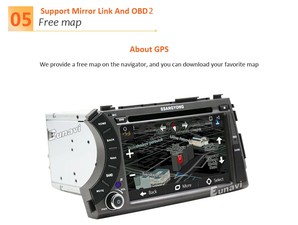 Flash Deal Eunavi 7" 2 din Android 8.1 TDA 7851 car dvd gps stereo for ssangyong Kyron Actyon 4G Wifi BT support DVR OBD2 1024*600 russian 9