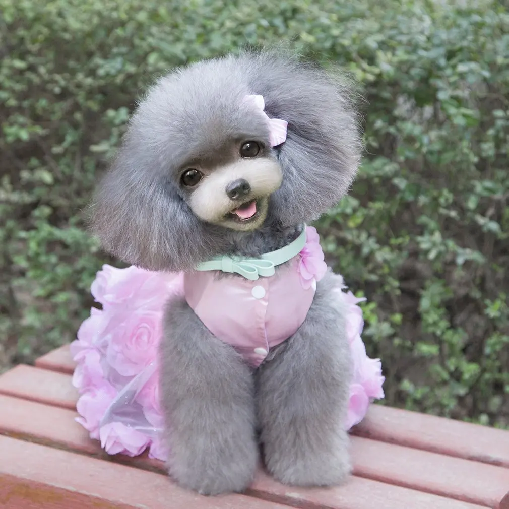 Dogbaby для домашних животных, одежда для собак Платье с розой Одежда для питомцев Pet юбка зоотовары взрыв Платье с розой юбка