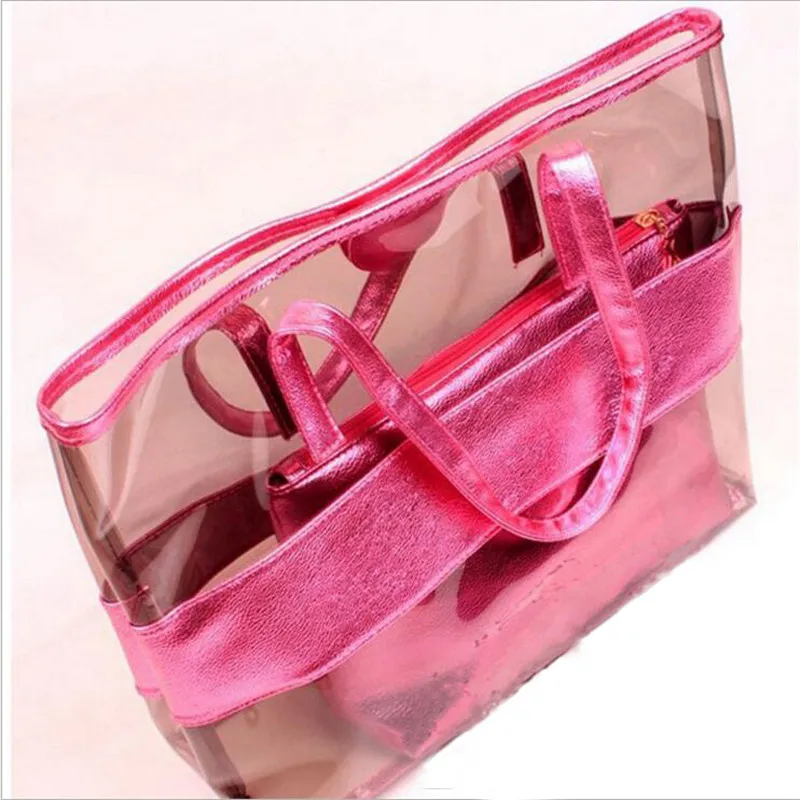 

2 pcs 2019 new arrival PVC Clear Transparent Girls Cute Composite Bag 2019 Female Handbags Women Brand Mini Small Shoulder Bag
