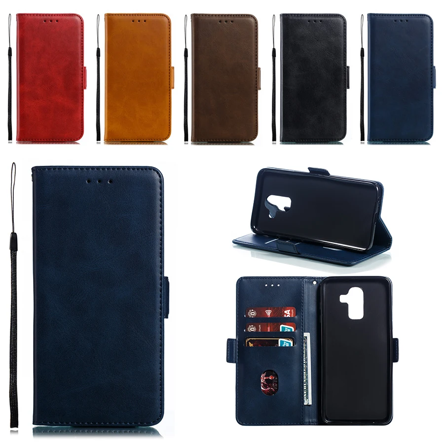 Business Solid Wallet Stand ID Card Slot Lanyard Phone Case Cover for Samsung Galaxy J8/J7/J6J4/3/J2 2018 J730 J530 case | Мобильные