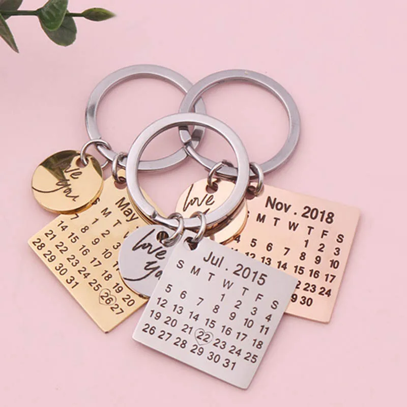 

Personalized Calendar Keychain,Signature Calendar Key chain laser Printing Calendar Date Highlighted with Heart Fathers Day Gift