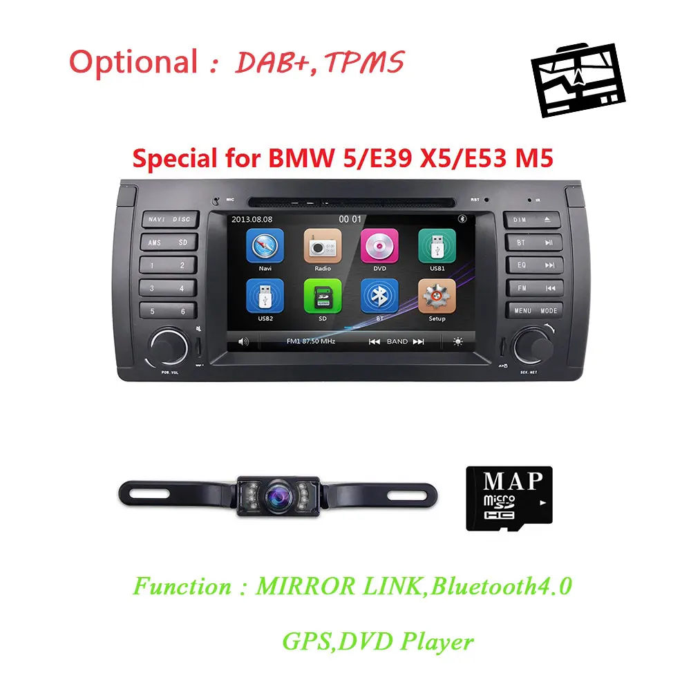 

Free Shipping 1Din Car DVD Player For BMW E53 E39 X5 DVD Car Radio GPS Navigation for E39 BMW 7inch Bluetooth Car Audio System