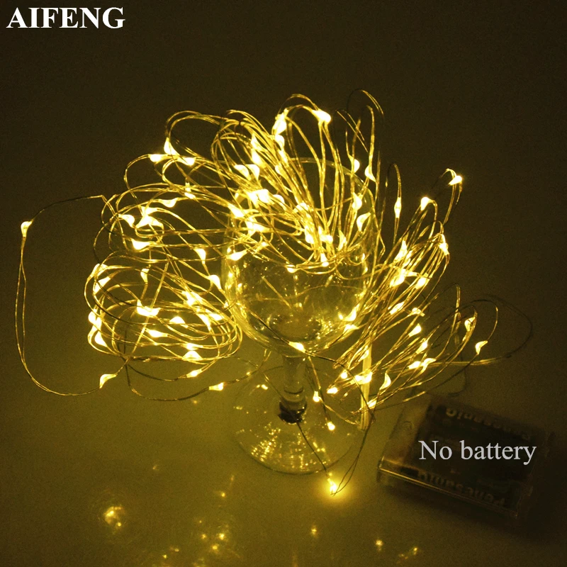 

AIFENG Fairy Light 2M 3M 5M 10M Silver Copper Wire Light String Battery Operated Christmas Wedding Holiday Decor Led Fairy Light