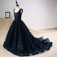 Детское кружевное длинное платье из тюля для девочек на свадьбу элегантное рождественское платье принцессы для девочек-подростков детское торжественное платье, Vestido Q65