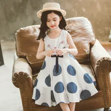 Платье в горошек для девочек; коллекция года; летняя детская одежда; повседневная одежда для детей 12 лет; kinder kleider 10 jahre