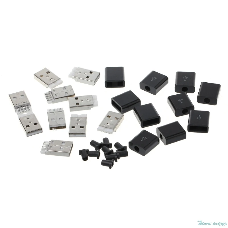 

10Pcs/Set DIY USB 2.0 Type A Male 4P Adapter Connector Plug Socket with Plastic Shell