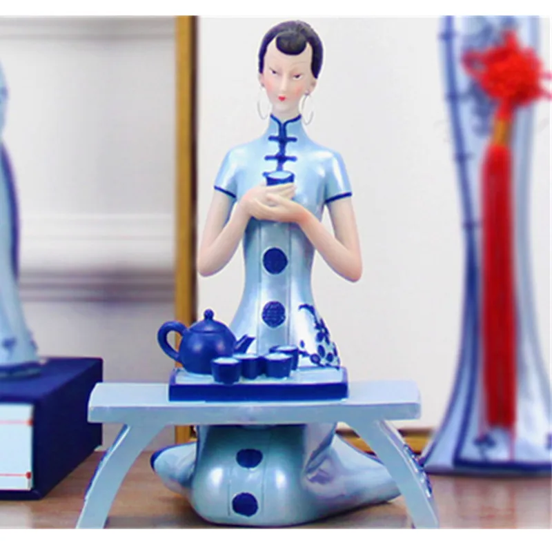 

Chinese Antique Beautiful Women Ladies Ornaments Home Wine Cabinet Living Room Study Porch Decor Display TV Cabinet Crafts M1223