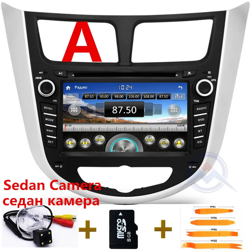 ZOHANAVI 2 din Автомобильный dvd-плеер для hyundai Solaris accent Verna i25 с радио gps навигацией Bluetooth iPod 3G-USB порт карта - Цвет: Sedan CAM 8GB Tool