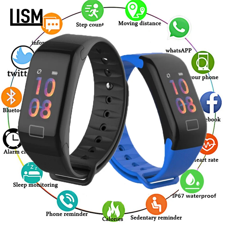 

Color Screen Fitness Tracker Blood Pressure Waterproof Smart Bracelet Sleep Monitor Call Reminder Men Watch for IPhone 7 Huawei
