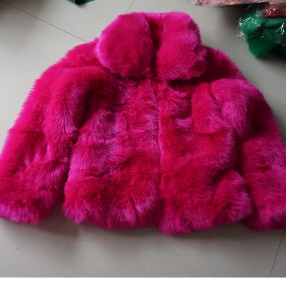GTGYFF/осенне-зимние; теплые; термо-куртка из искусственного меха; пальто; Верхняя одежда с воротником на заказ; Искусственные меховые куртки; женские пальто - Цвет: rose