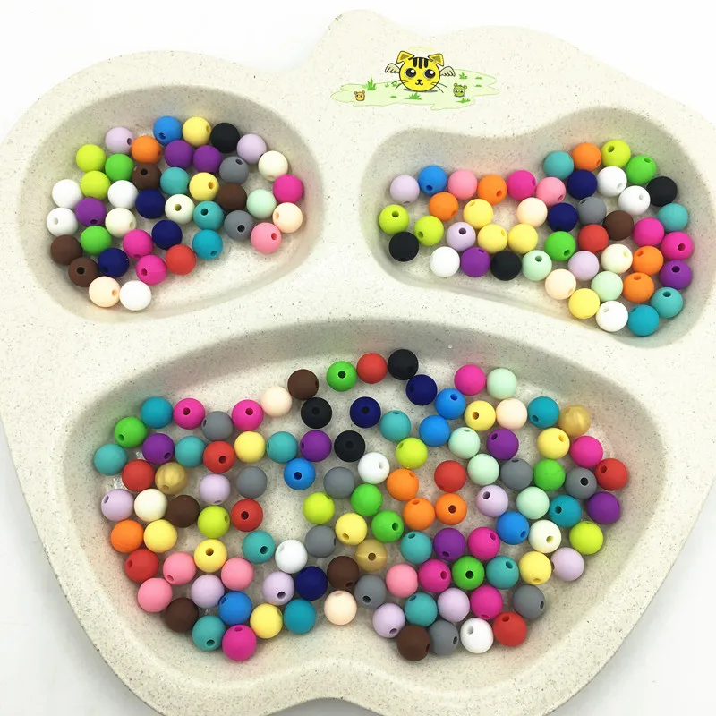 100 pcs Silicone Beads10mm Round silica Beads mixed color BPA free food