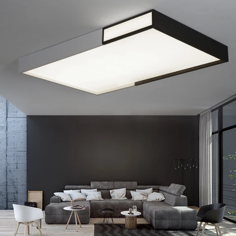 

Creative Modern LED Ceiling Chandelier For Living Study Room Bedroom Black and White Square LED Ceiling Chandelier Fixtures