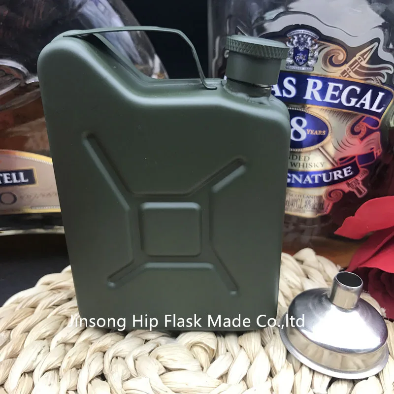 Drinkware hot sliver or  Arm Green  or Blue 100% 18/8 Stainless Steel Jerry Can Hip Flask  or Oil flask with free funnel Drinkware for kid Drinkware