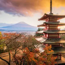 Азиатский дворец архитектура пагода Гора дерево Fuji Япония