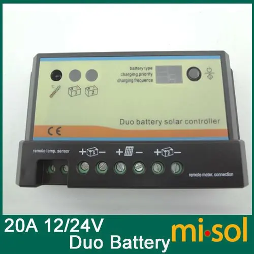 

1pcs 20A Duo-battery solar charge controller 12/24v, solar regulator, for two battery