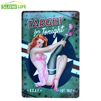 Target For Tonight Girl Metal Tin Sign Home/Bar Wall Decor Metal Sign Vintage Home Decor Metal Plaque Retro Painting Metal Plate