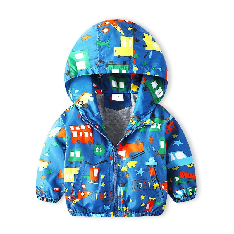 COOTELILI 80-130cm Fashion Car Printing Boys Windbreaker Children Clothes Hooded Spring Jacket For Boys Children Clothes  (9)