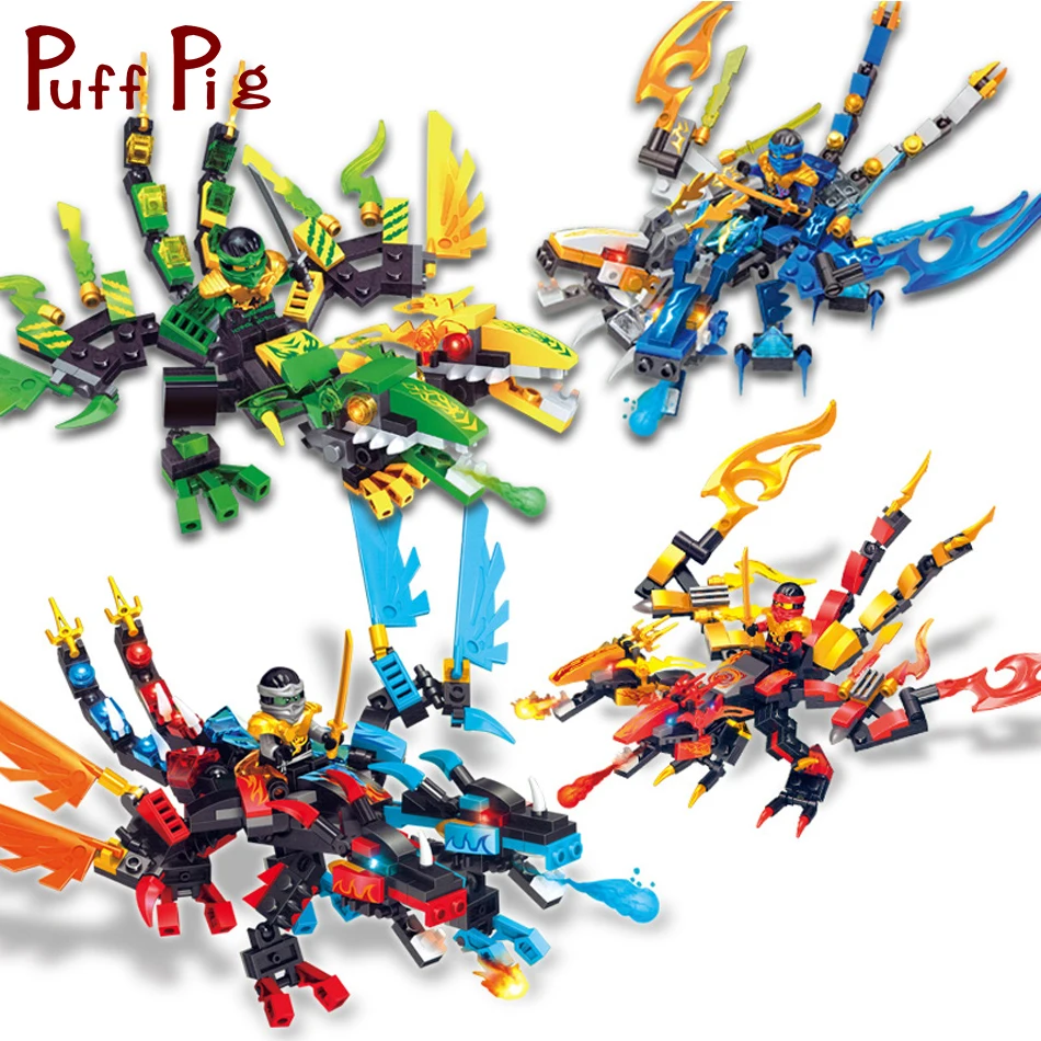 

4 Sets/lot Ninjaed Dragon Knight Action Figures Building Blocks Compatible Legoed Ninjagoes Movie City Kids Christmas Gift Toys