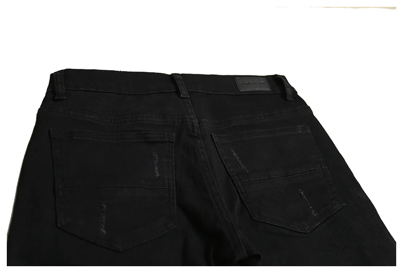 Облегающие мужские джинсы из искусственной кожи с заплатками, мужская одежда, рваные джинсы в стиле хип-хоп для мужчин, уличная одежда, байкерские джинсы