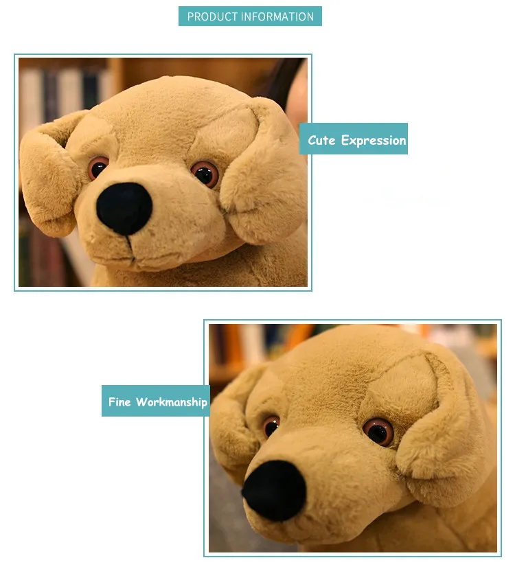 Dorimytrader Pop Simulation Animal Labrador Plush Toy Giant Stuffed Cartoon Golden Retriever Dog Doll Pillow for Baby Birthday Gift 31inch 80cm DY50448 (1)