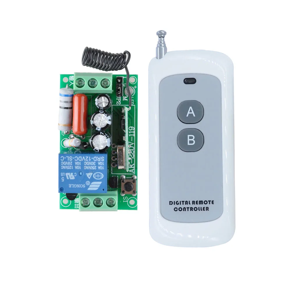 

AK-220V-119 AC 220V 1CH 10A Wireless Remote Control Light Switch Relay Output Radio Receiver Module + 50-500M Transmitter