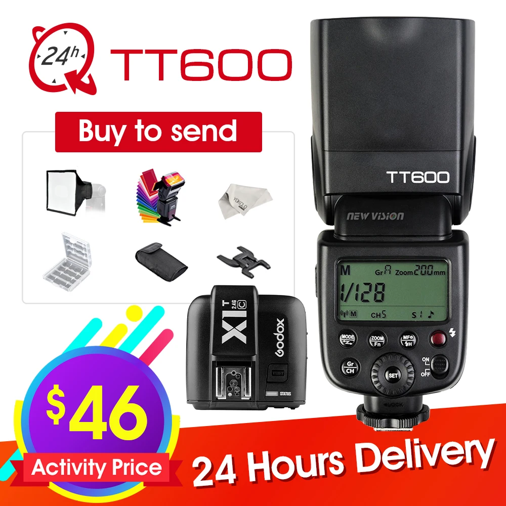 

Godox TT600 2.4G Wireless Camera Flash Speedlite + X1T-C/N/F Transmitter Wireless Flash Trigger for Canon Nikon Fujifilm Olympus