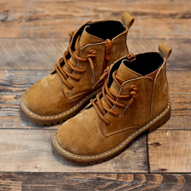 Spring Autumn Children Boots Boys Waterproof Ankle Shoes Kids Genuine Leather Girls Martin Fashion | Детская одежда и обувь