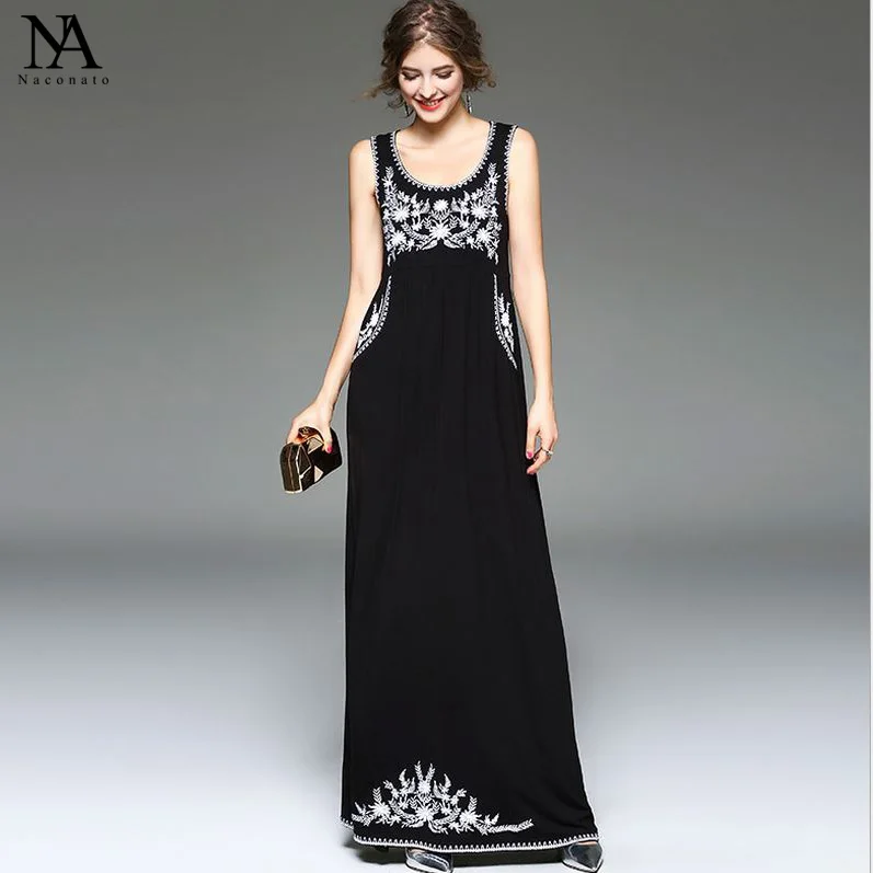 New Arrival 2018 Summer Women's Scoop Neckline Sleeveless Embroidery