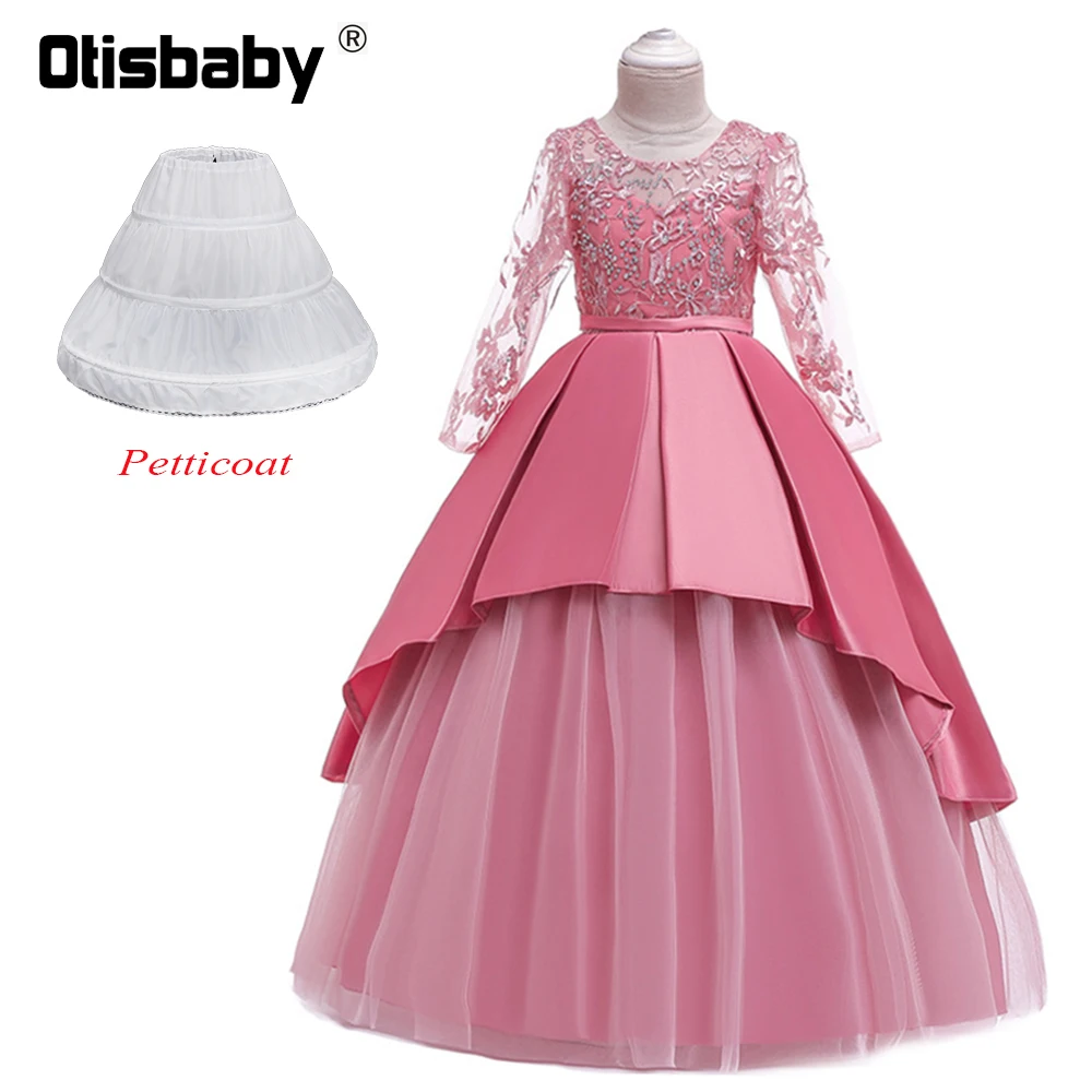 

First Communion Dresses for Teenagers Floral Girls Lace Ball Gowns Graduation Girls Clothing Long Sleeve Prom Dress Wedding Girl