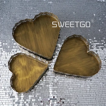 

European Restore Ancient Ways Golden Cake Disc A Heart-shaped A Snack Dish Wedding Prop Candy Plate Plate