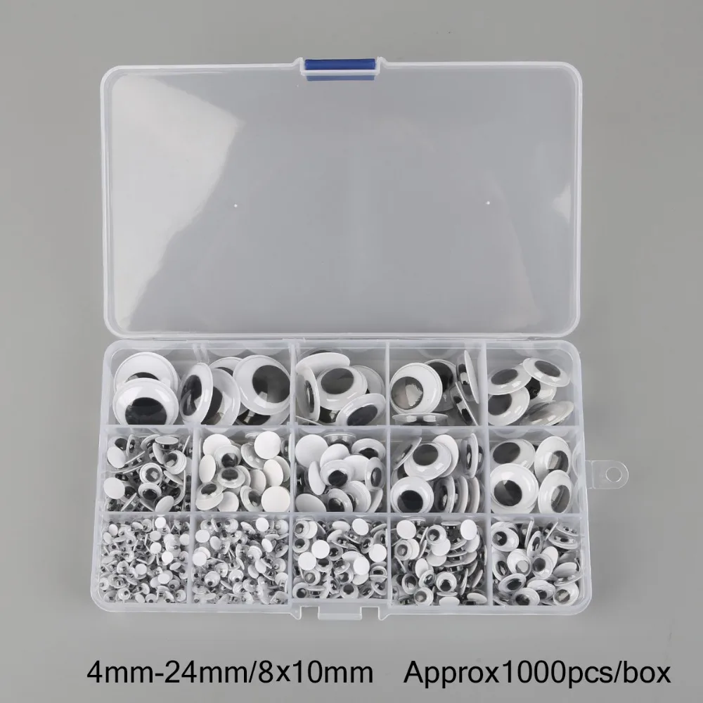 

1000PCs 4mm-24mm Mixed Googly Eyes Self-adhesive DIY Scrapbooking For Teddy Bear Stuffed Toy Doll Accessories