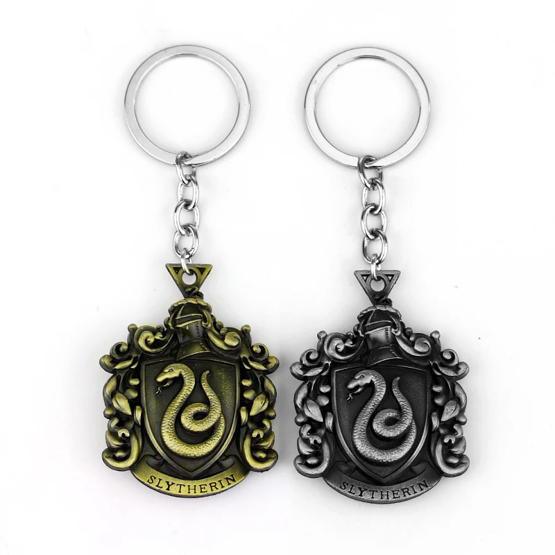 

MQCHUN Hot 2017 New Arrivals Classic Harry Keychains Hogwarts Wizarding School Slytherin Key Chain Keyring Men Boys Xmas Gift